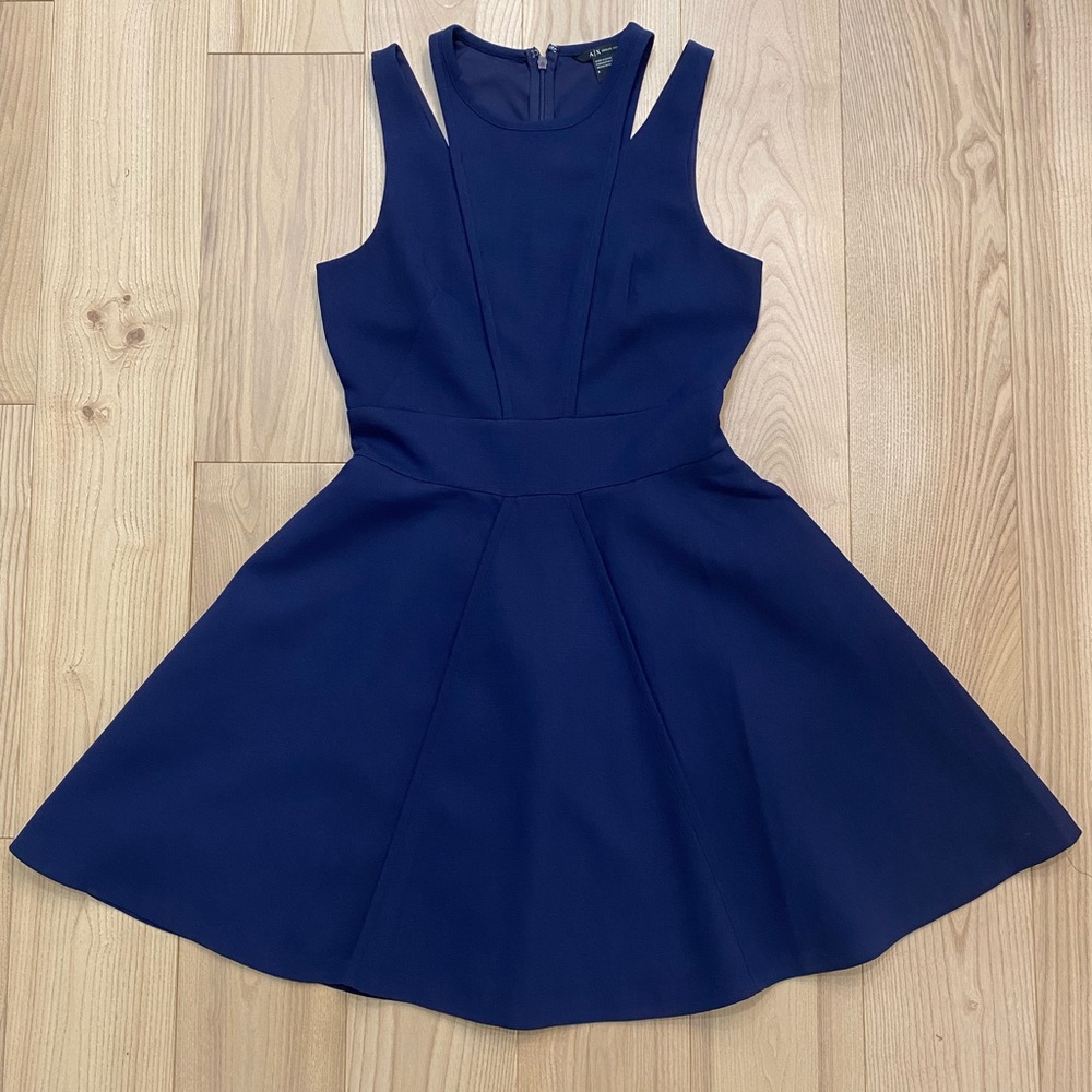 Armani Exchange Navy Fit And Flare Mini Dress, Size 6